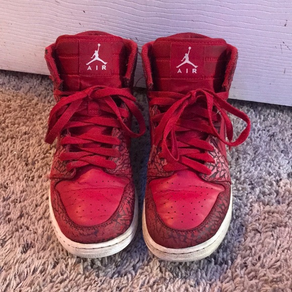 Red Jordan 1s Elephant Skin